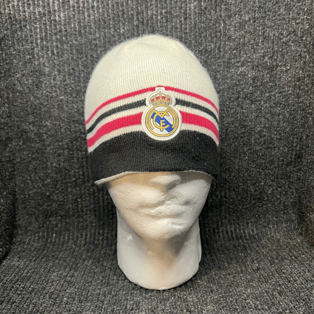 Real Madrid Reversible Beanie Hat White OSFA Soccer Futbol La Liga